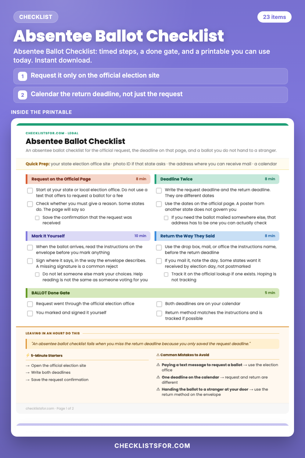 Absentee Ballot Checklist