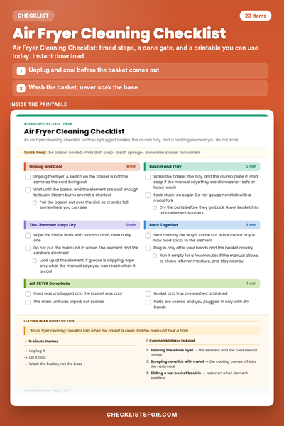 Air Fryer Cleaning Checklist