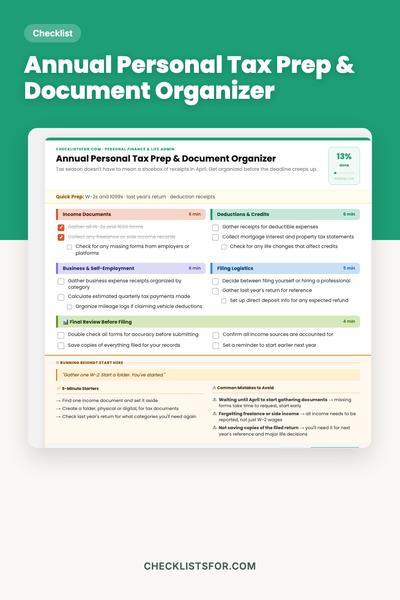 Annual Personal Tax Prep & Document Organizer