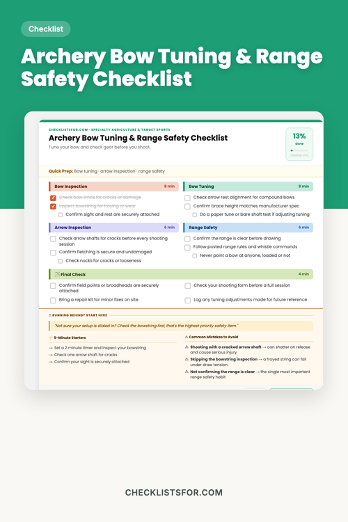 Archery Bow Tuning, Field Gear & Range Safety Inspection Checklist cover
