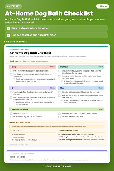 At-Home Dog Bath Checklist