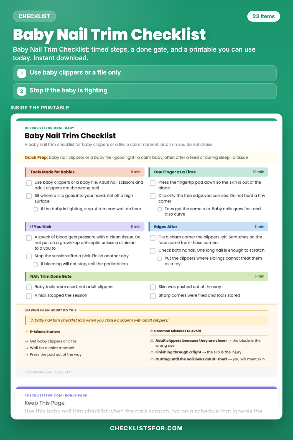 Baby Nail Trim Checklist