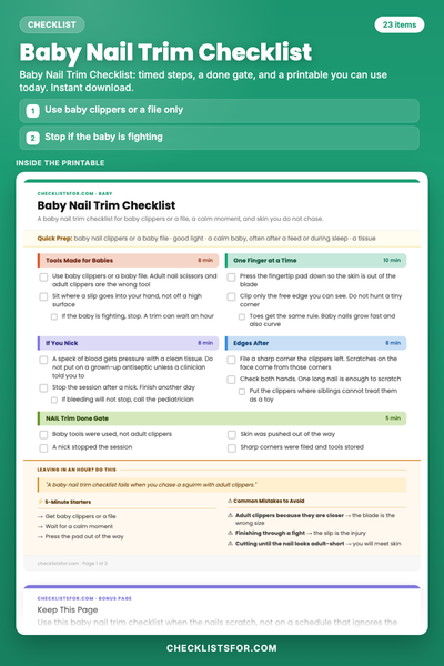 Baby Nail Trim Checklist
