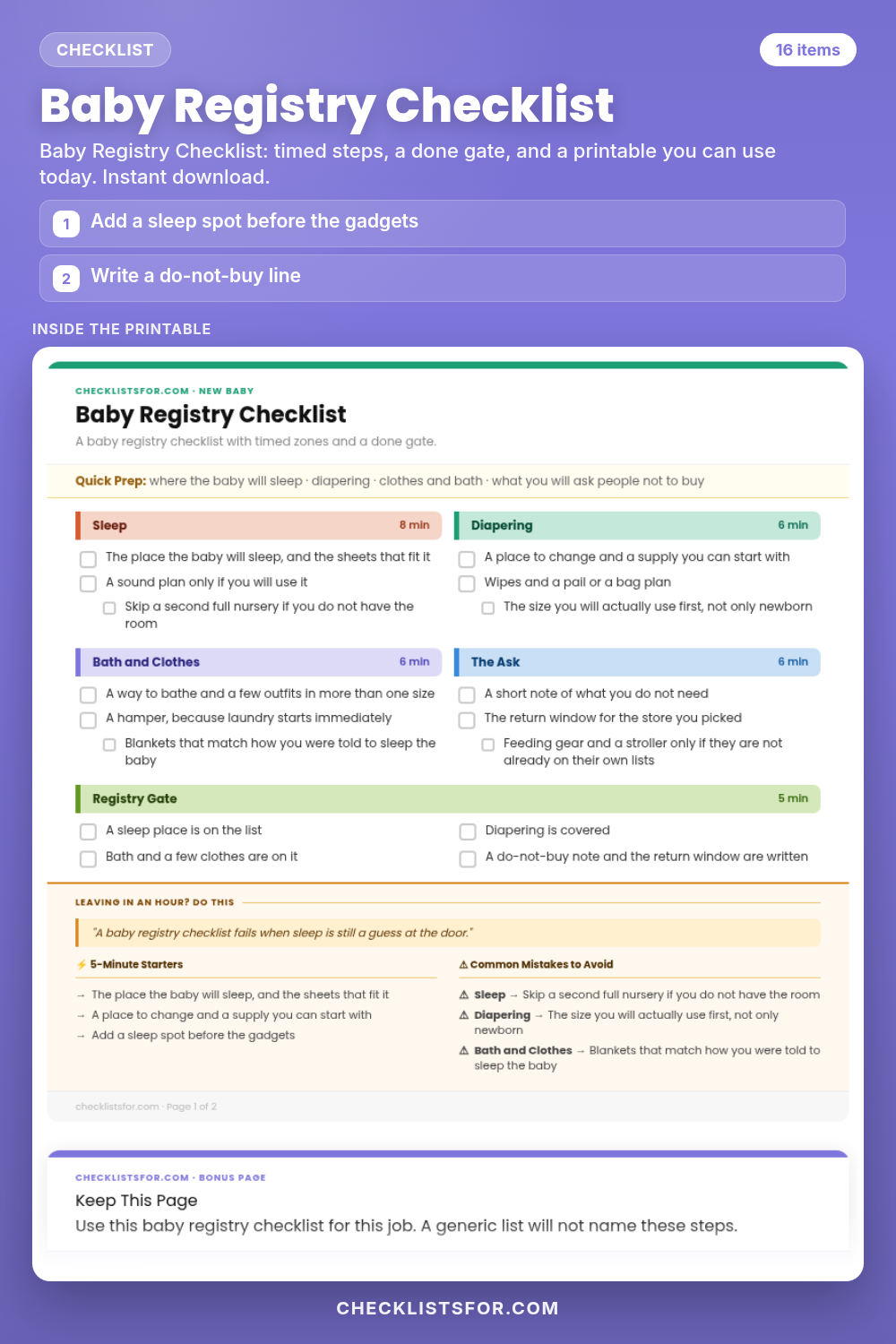 Baby Registry Checklist