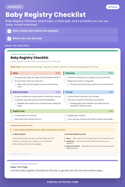 Baby Registry Checklist