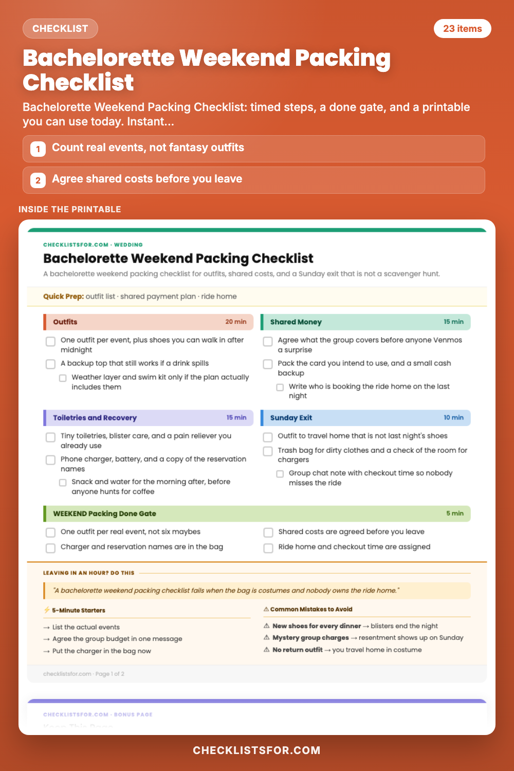 Bachelorette Weekend Packing Checklist