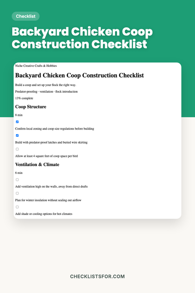 Backyard Chicken Coop Construction Checklist