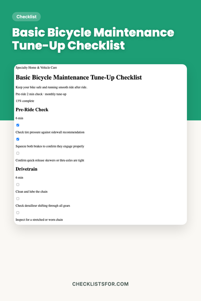 Basic Bicycle Maintenance Tune-Up Checklist
