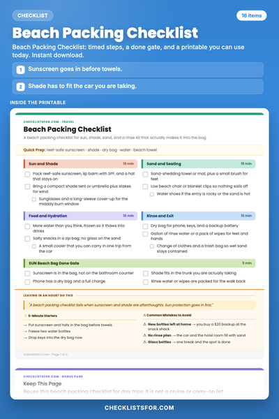 Beach Packing Checklist