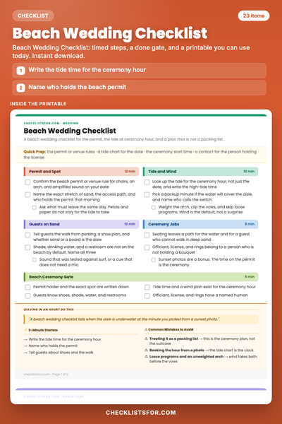 Beach Wedding Checklist