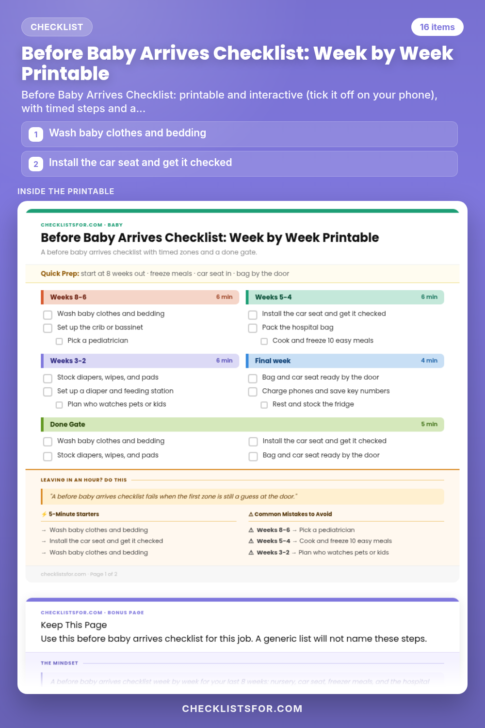 Before Baby Arrives Checklist: Week by Week Printable