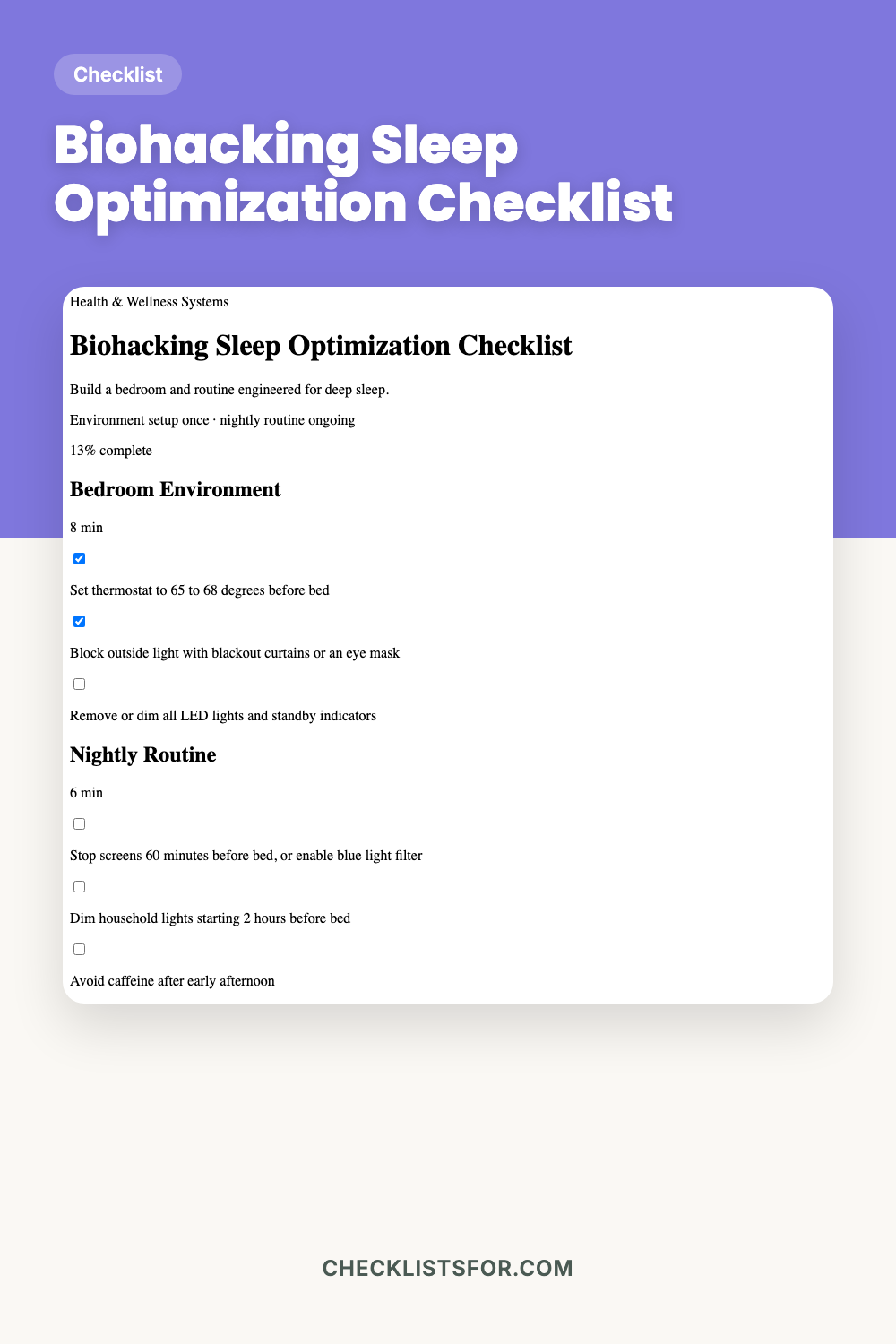 Biohacking Sleep Optimization Checklist