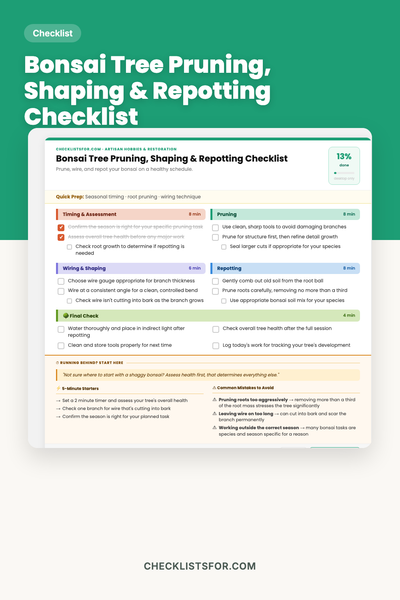 Bonsai Tree Pruning, Shaping & Repotting Checklist