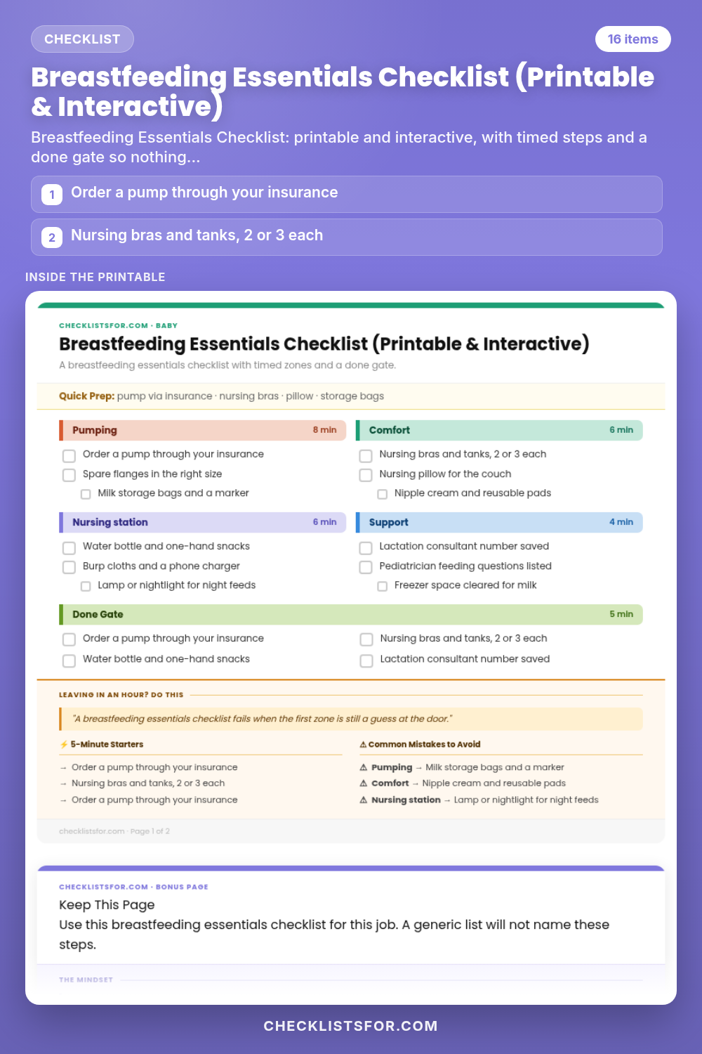 Breastfeeding Essentials Checklist (Printable & Interactive)
