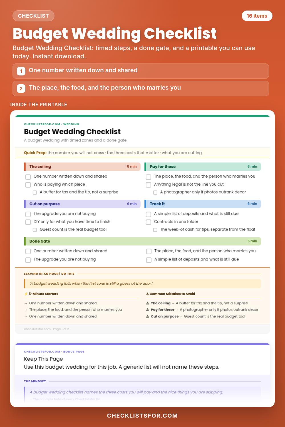 Budget Wedding Checklist