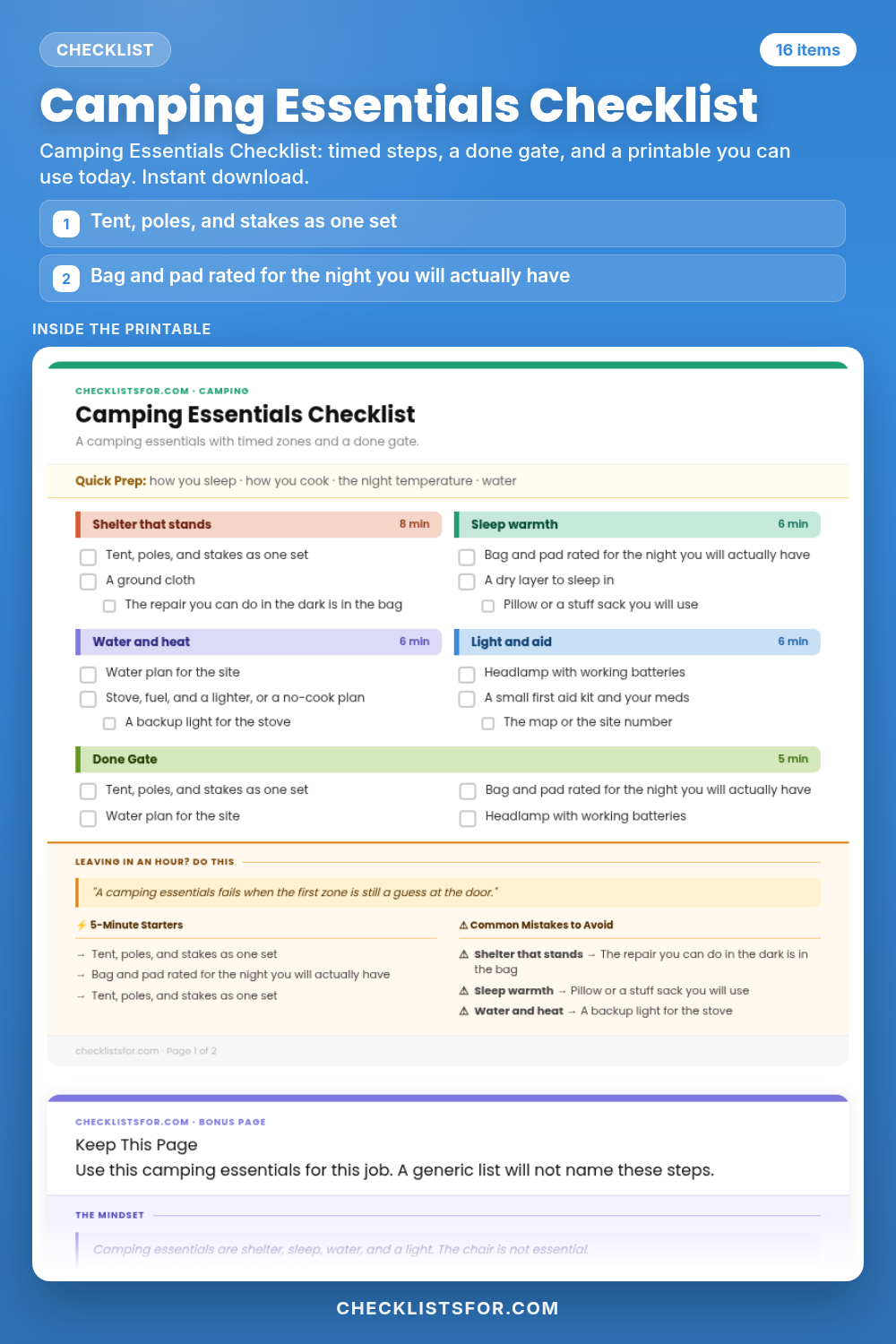 Camping Essentials Checklist