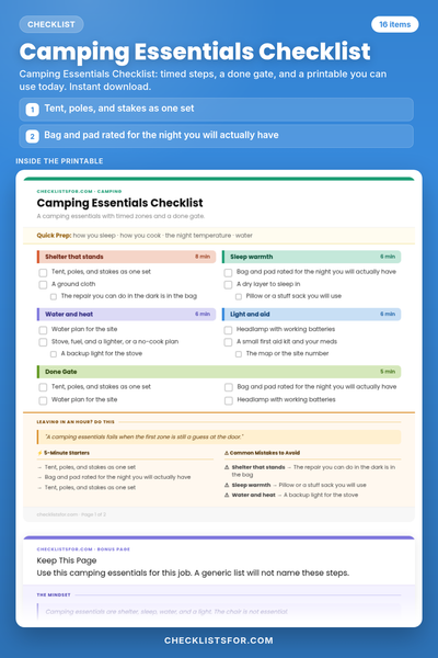 Camping Essentials Checklist