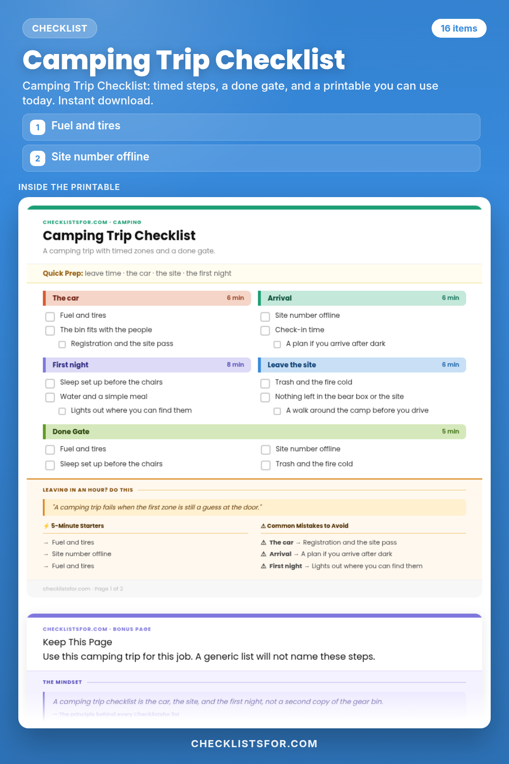 Camping Trip Checklist