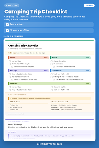 Camping Trip Checklist