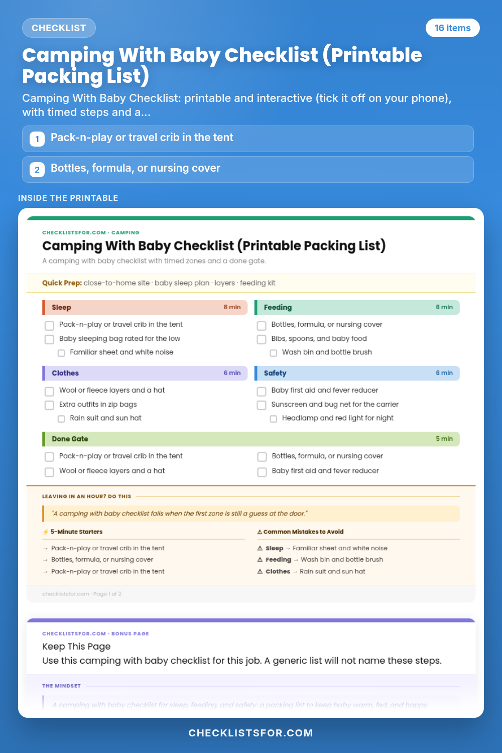 Camping With Baby Checklist (Printable Packing List)