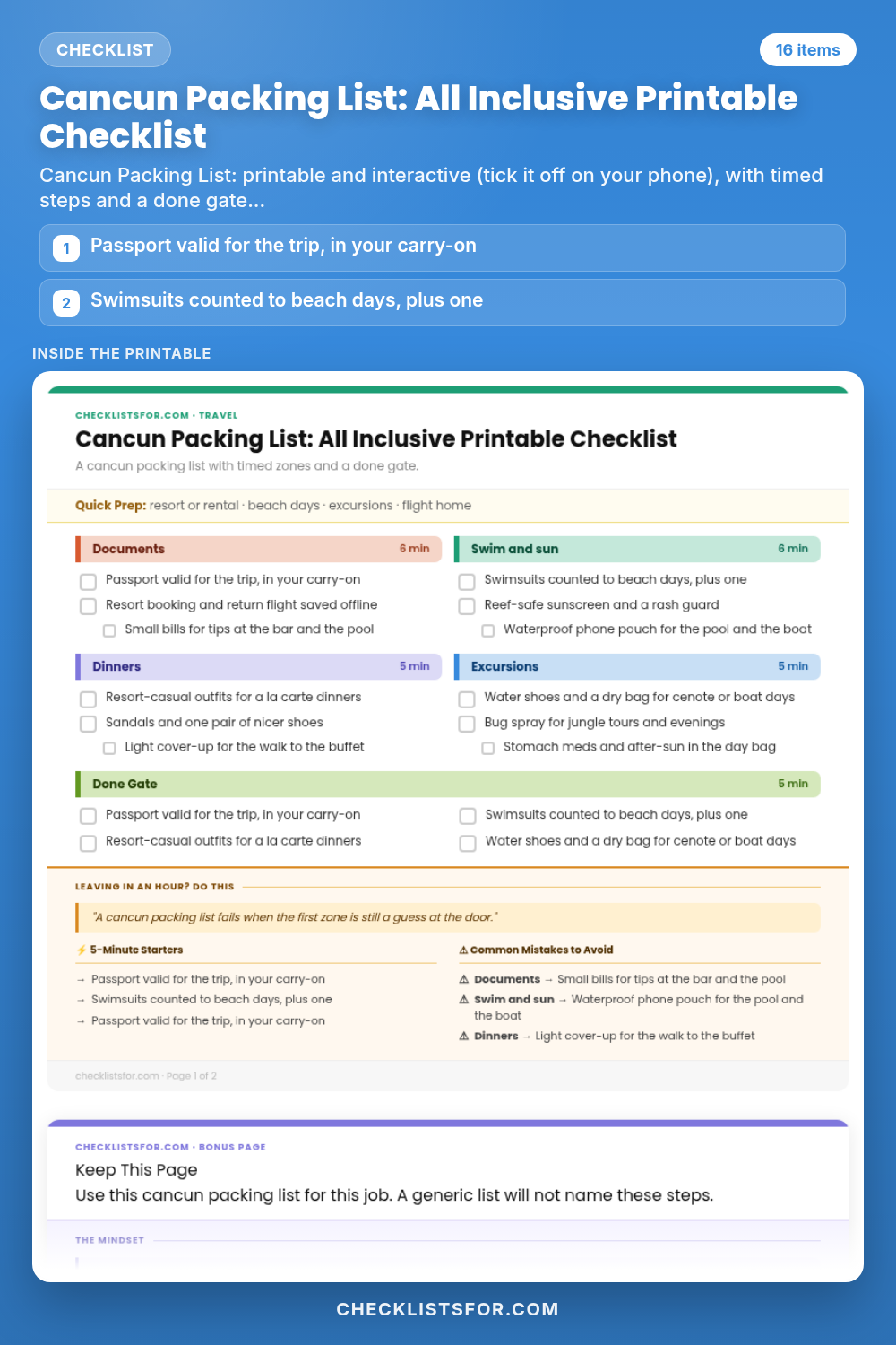 Cancun Packing List: All Inclusive Printable Checklist