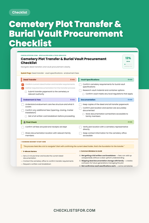Cemetery Plot Transfer & Burial Vault Legal Procurement Checklist cover