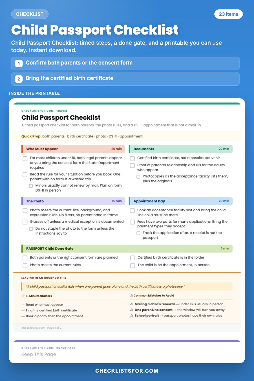 Child Passport Checklist