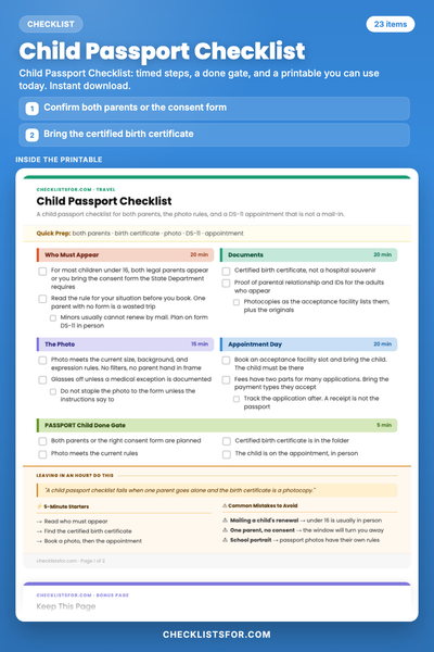 Child Passport Checklist