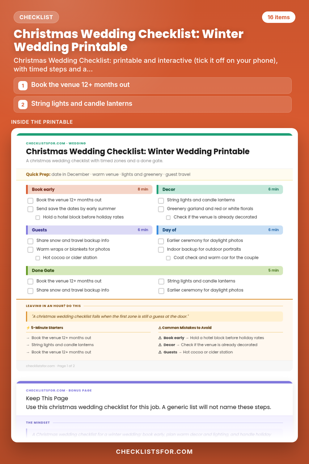 Christmas Wedding Checklist: Winter Wedding Printable