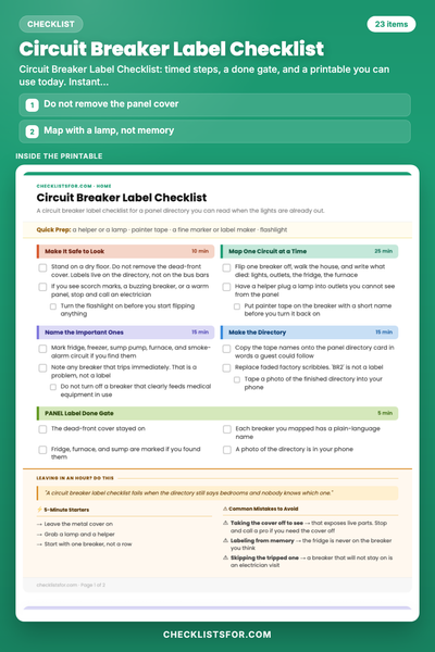 Circuit Breaker Label Checklist