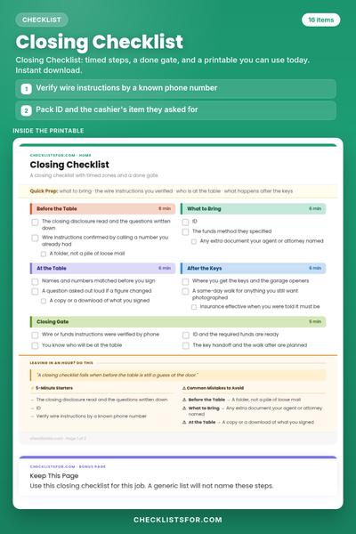 Closing Checklist