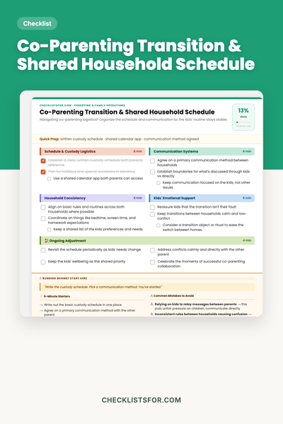 Co-Parenting Transition & Shared Household Schedule