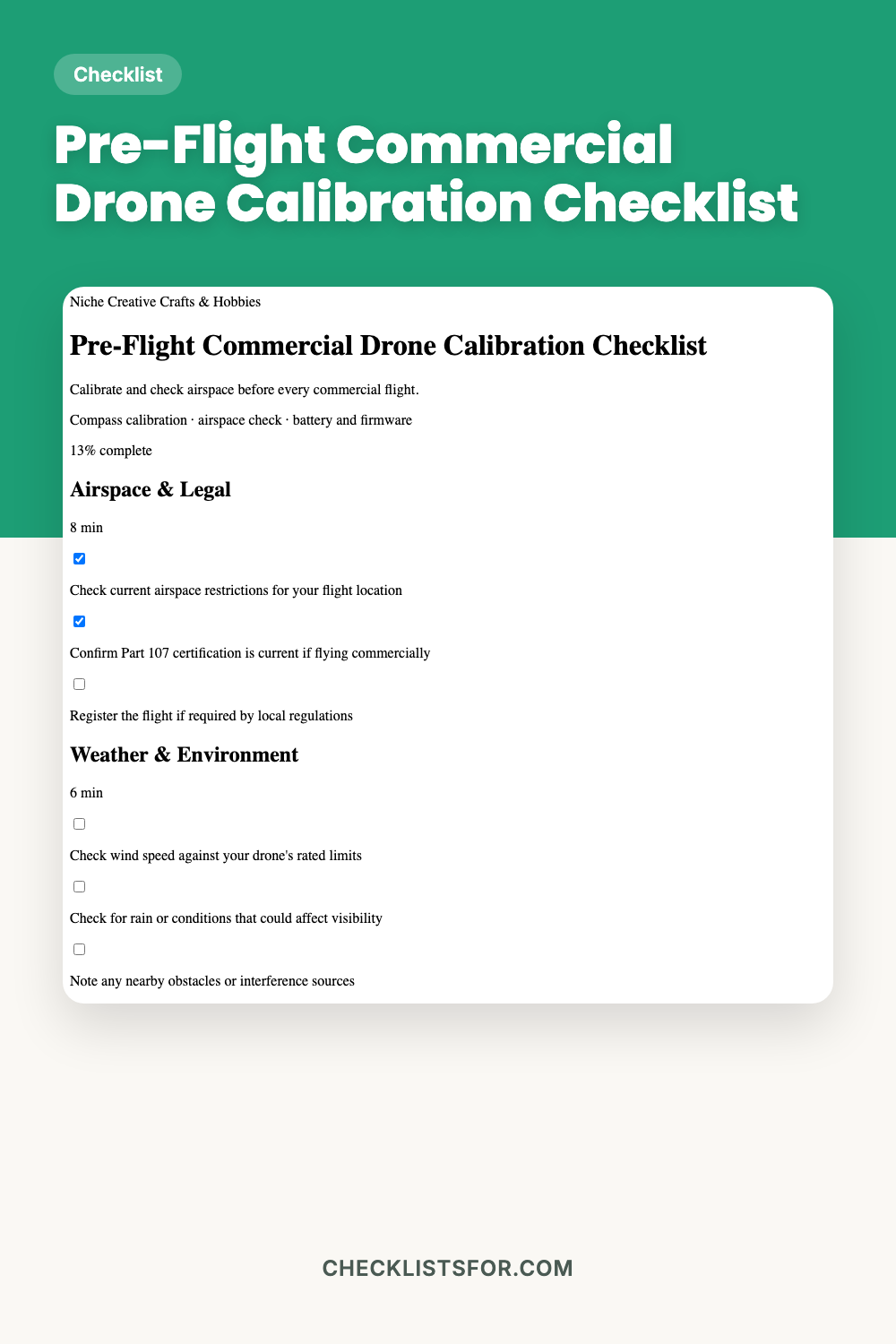 Pre-Flight Commercial Drone Calibration Checklist