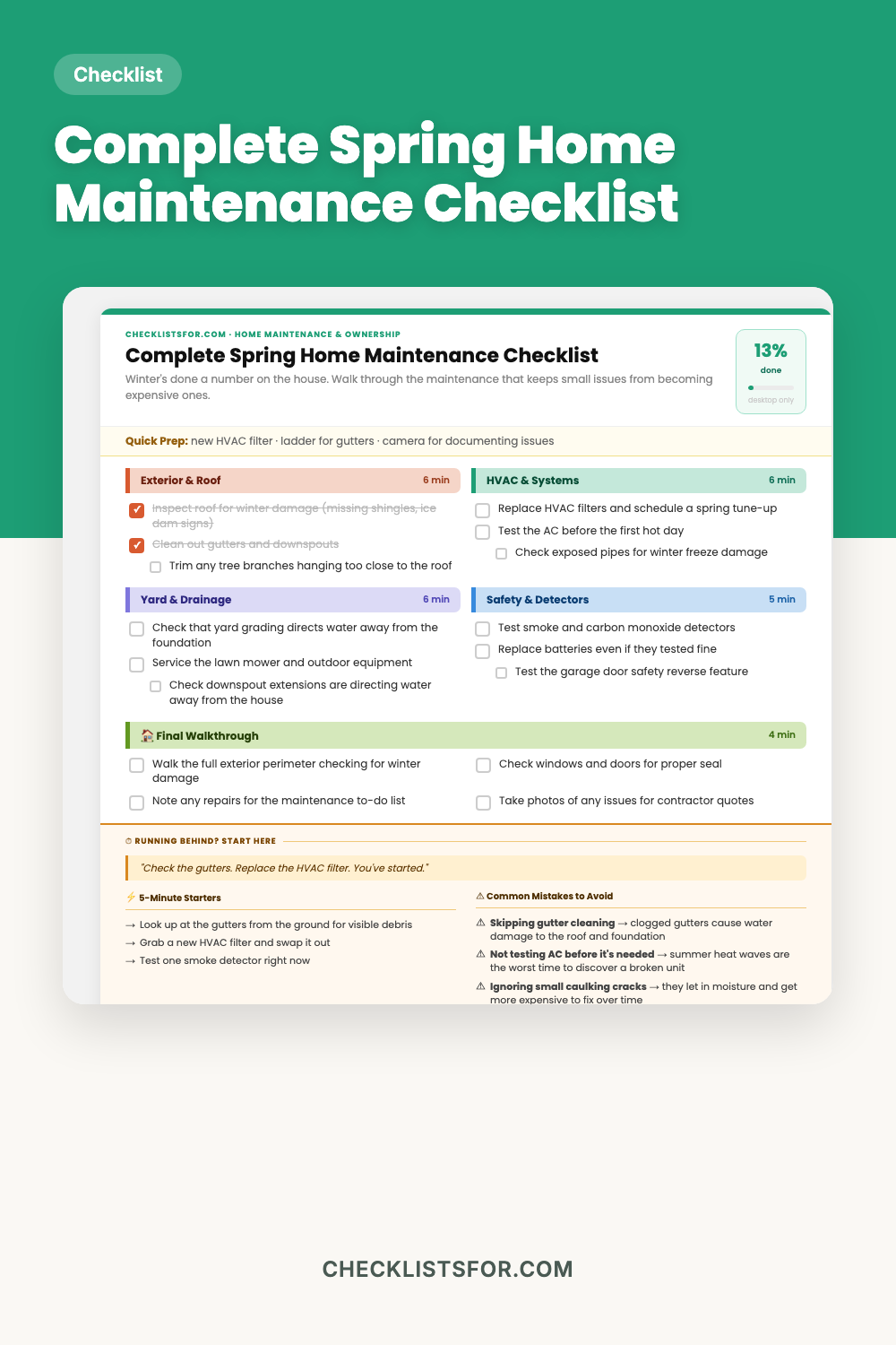 Complete Spring Home Maintenance Checklist