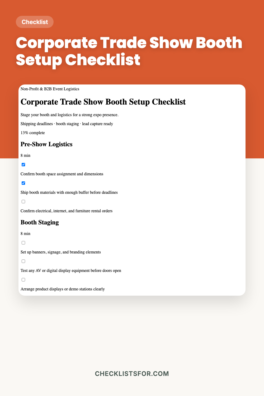 Corporate Trade Show Booth Setup Checklist
