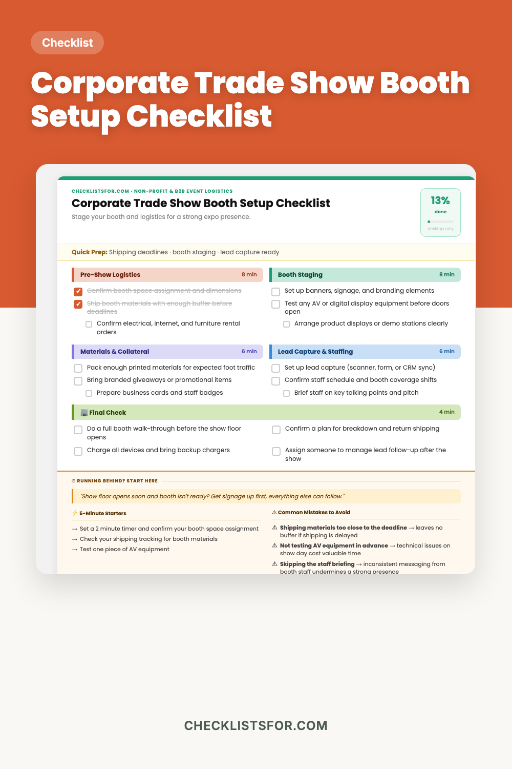 Corporate Trade Show Booth Setup & B2B Expo Logistics Checklist cover