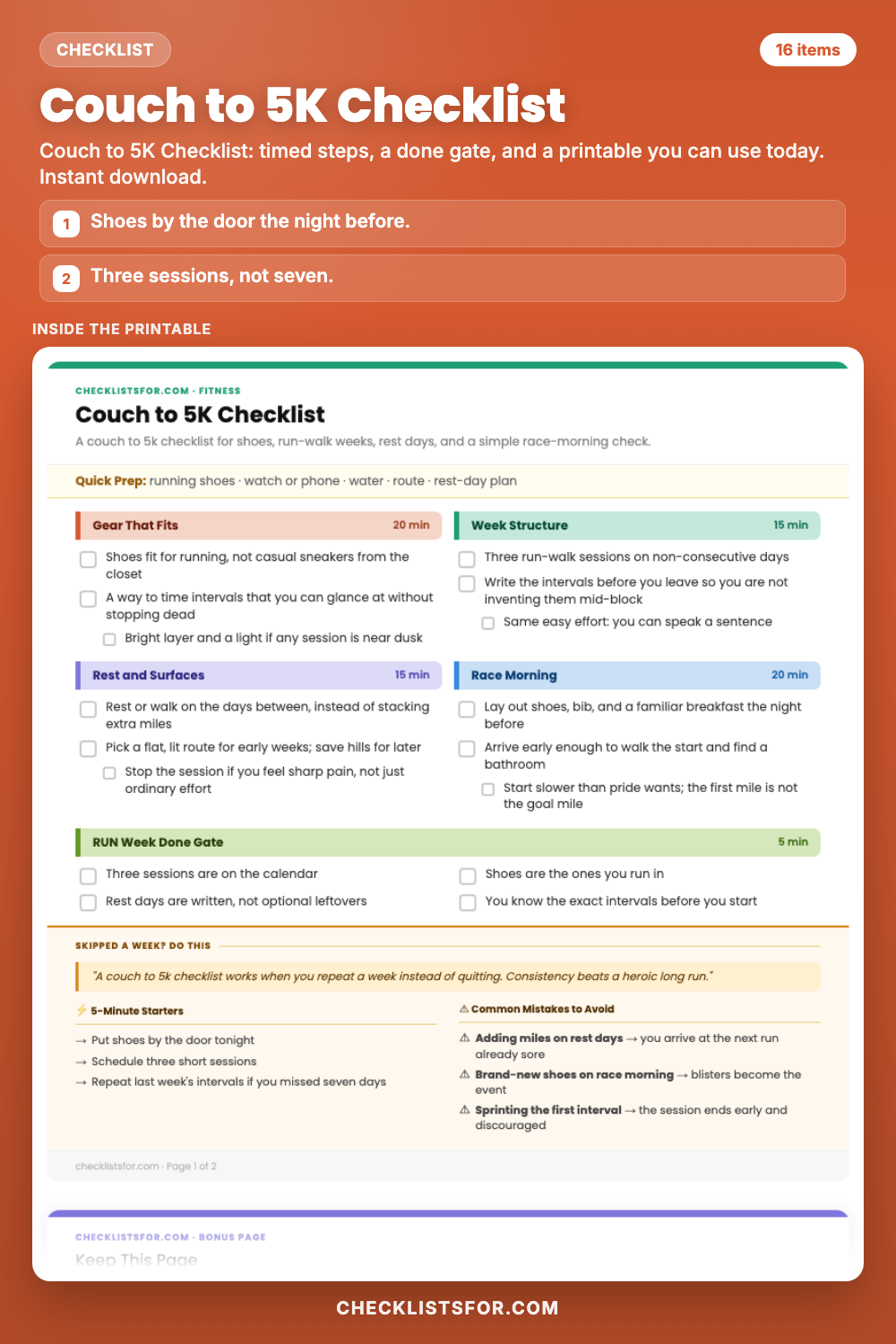 Couch to 5K Checklist