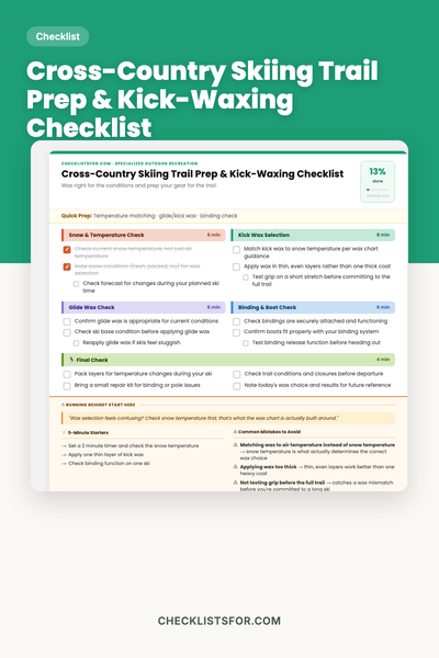 Cross-Country Skiing Trail Prep & Kick-Waxing Checklist