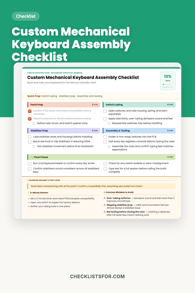 Custom Mechanical Keyboard Assembly Checklist