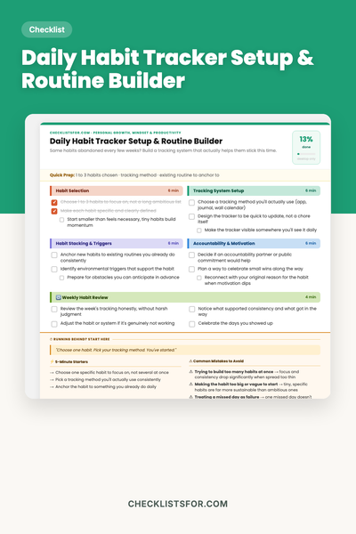 Daily Habit Tracker Setup & Routine Builder