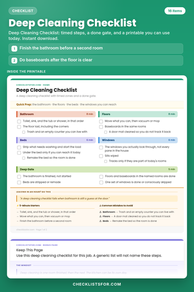 Deep Cleaning Checklist
