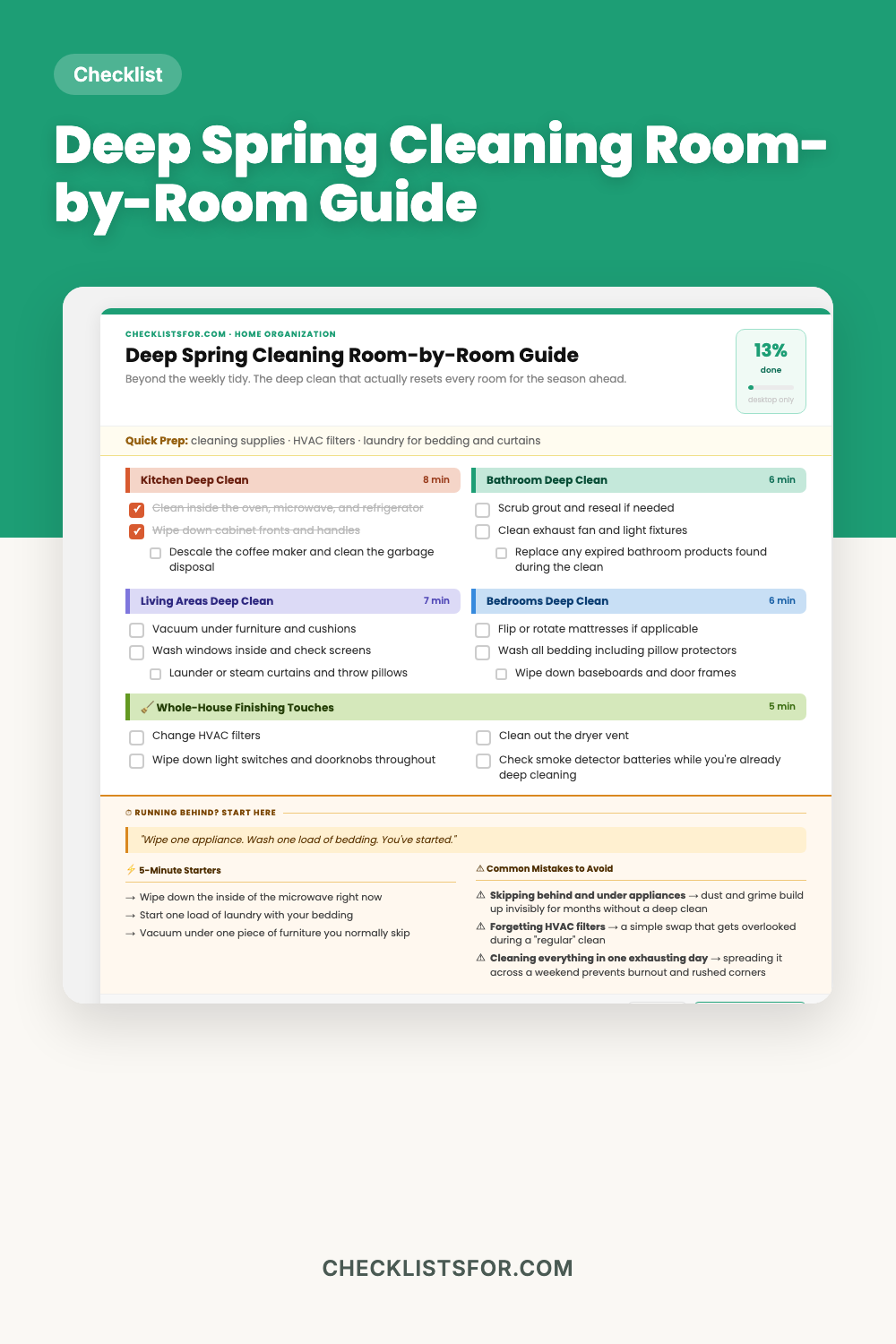 Deep Spring Cleaning Room-by-Room Guide