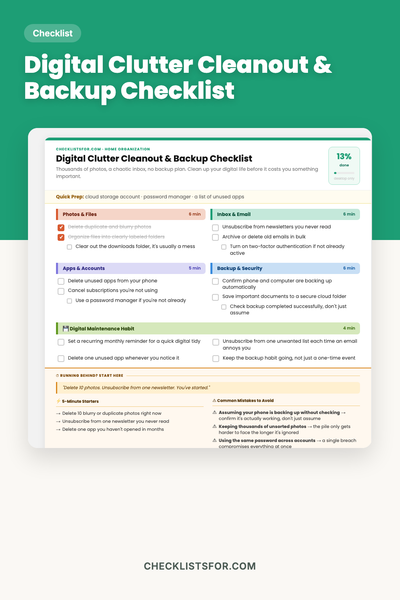Digital Clutter Cleanout & Backup Checklist