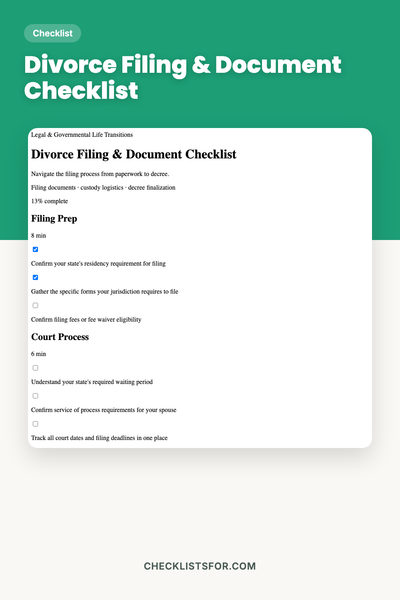 Divorce Filing & Document Checklist