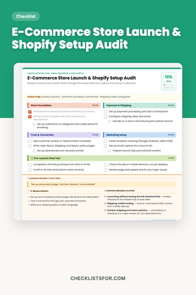 E-Commerce Store Launch & Shopify Setup Audit
