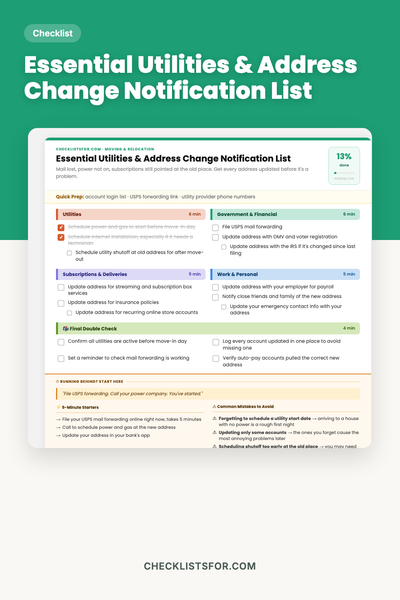 Essential Utilities & Address Change Notification List