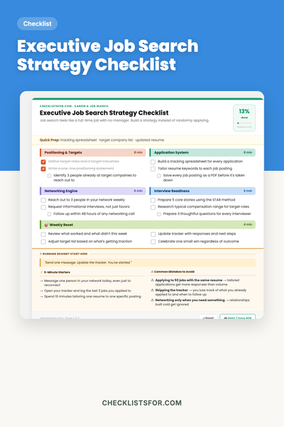 Executive Job Search Strategy Checklist