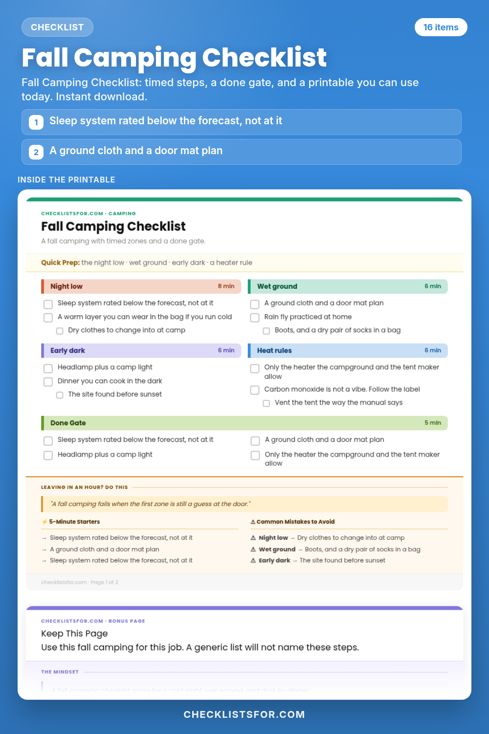 Fall Camping Checklist