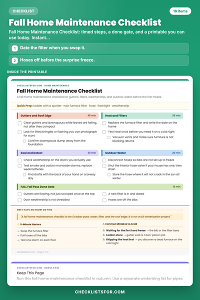 Fall Home Maintenance Checklist