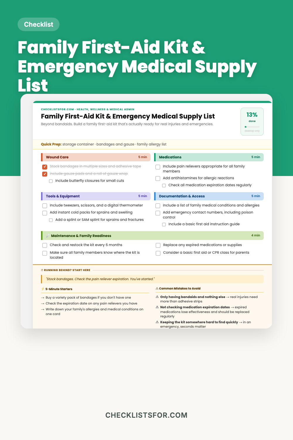 Family First-Aid Kit & Emergency Medical Supply List